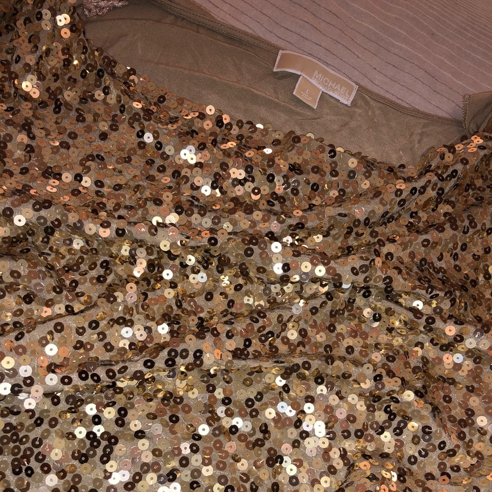 Michael Kors Gold Sequin Sleeveless Top